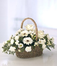 White basket arrangement